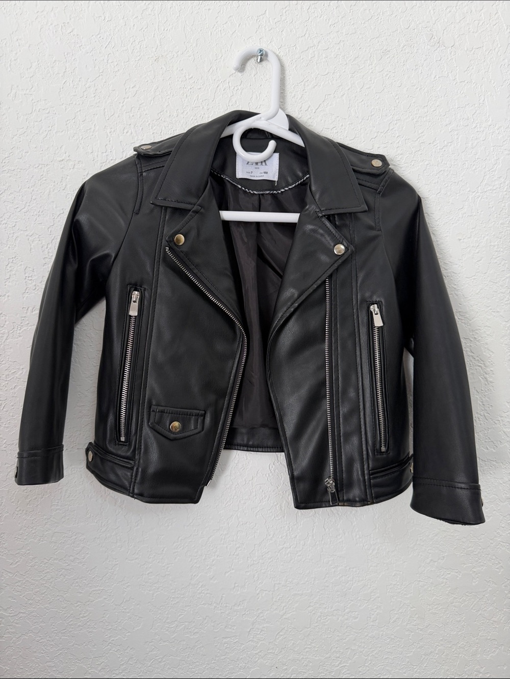 Zara Black Faux Leather Kids Jacket unissex